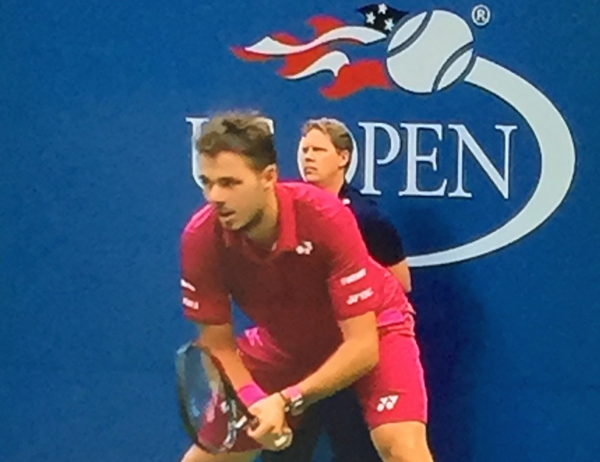 You can see the Audemars Piguet hot-pink-strapped Royal Oak Offshore watch on Wawrinka's wrist during play tonight at the US Open where he claimed the title. 