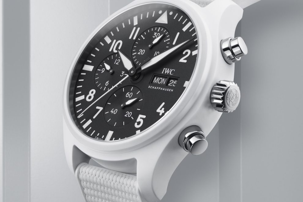 IWC Top Gun Lake Tahoe white ceramic watch.