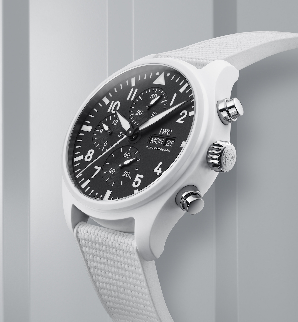 IWC Top Gun Lake Tahoe white ceramic watch. 