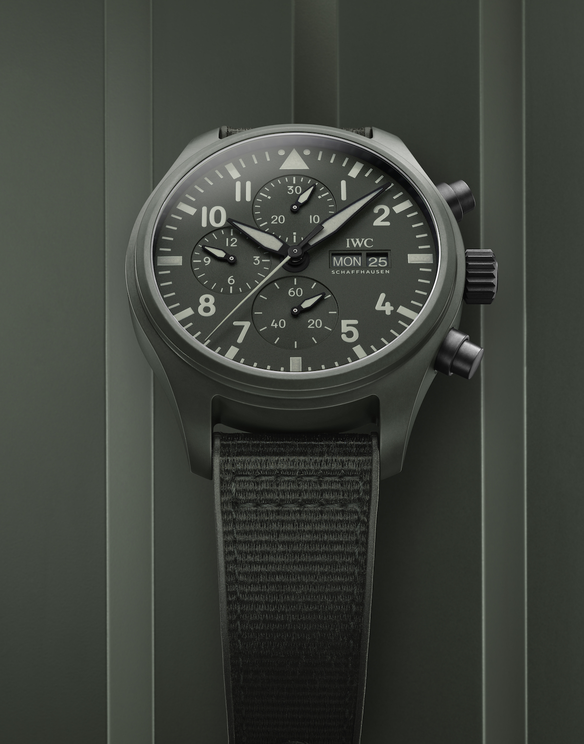 IWC Top Gun Woodland Green Ceramic watch, Watches & Wonders Geneva 2022.