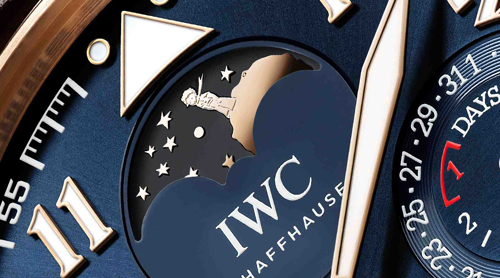 Close up view of the moonphase with the Little Prince on it. 