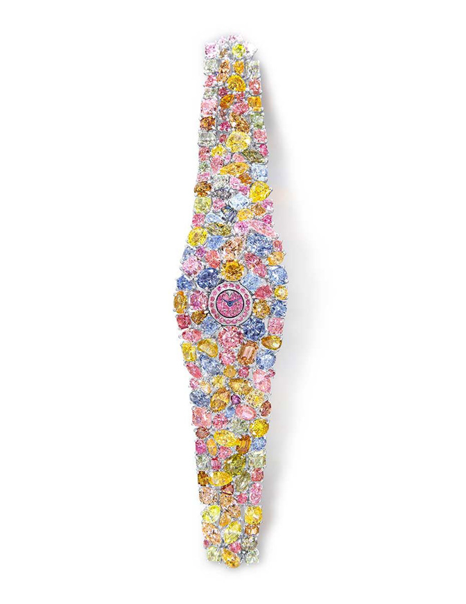 The $55millon Graff Hallucination watch is composed of 110 carats of rare fancy-color diamonds. 