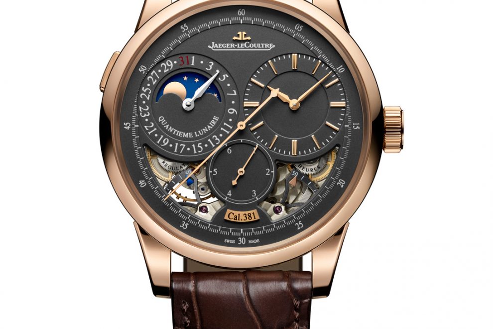 Jaeger-LeCoultre_Duometre_Quantieme_Lunaire_magnetite_grey_dial_1000 The Jaeger-LeCoultre Duometre Quantieme Lunaire in rose gold with gray dial.