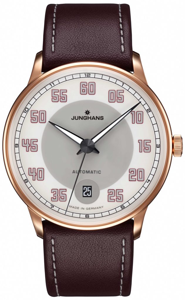 he color brown of the Jungians Meister Driver Automatic watch is inspired by vintage driving gloves. 