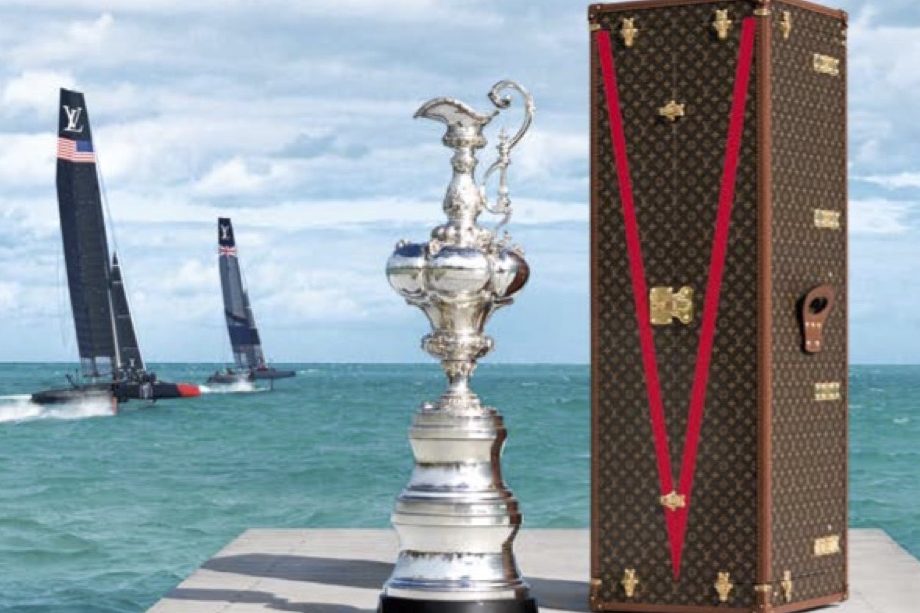 LV trunk Louis Vuitton has commissioned a Challengers Cup trophy and created travel trunks for it and for the America's Cup trophy.