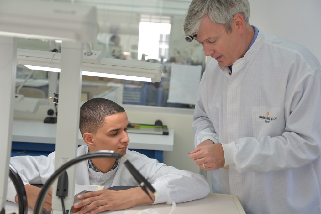 Laurent Junod, head of the NY training program, with one of the first students