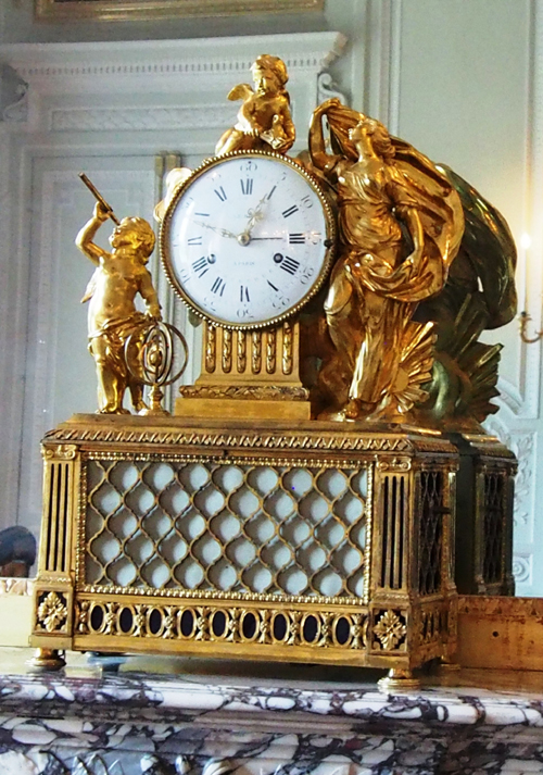 Stunning gilt clock by LeRoy in Petit Trianon.