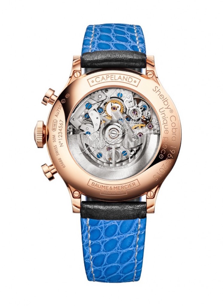 The back of the watch is etched with Shelby's signature 