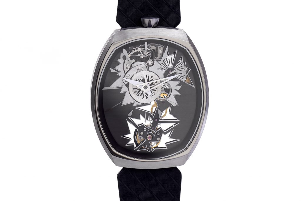 The first Fiona Kruger Chaos collection watches are the Mechanical Entropy skeleton offered in two color ways. 