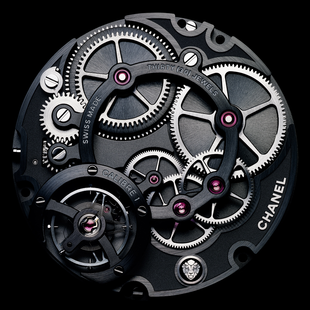 The all-new Caliber 1 manual wind movement, made in house, offers jump hour and retrograde minutes. 