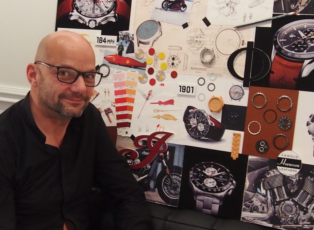 Baume & Mercier's Alexandre Peraldi with Indian mood board. (Photo: R. Naas) 