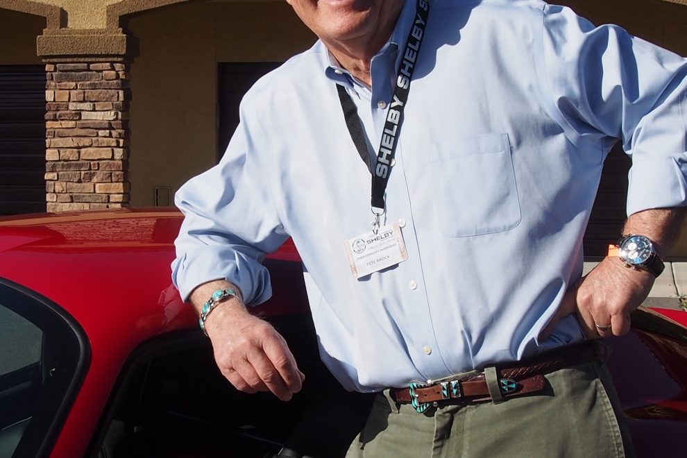 Peter Brock in front of his own Shelby Cobra(R) Daytona Coupe, which he designed and which hit record speeds at Lemans in 1964 and won international acclaim, as well as taking the GT win at 1965 FIA Championships. (Photo: R. Naas)