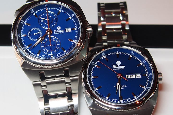 Tutima Saxon One Chronograph and Saxon One Automatic with alluring blue dials.