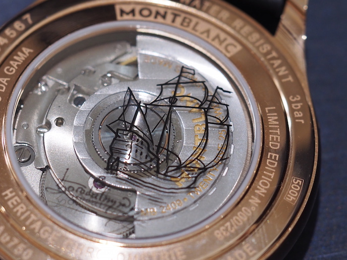 The back of the Montblanc Heritage Exo Tourbillon Vasco da Gama