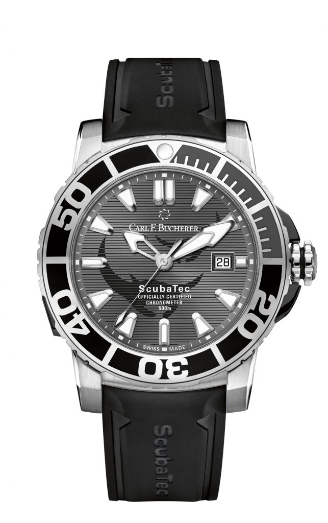 Carl F. Bucherer Patravi Scubatec Manta Trust watch is water resistant to 500 meters.