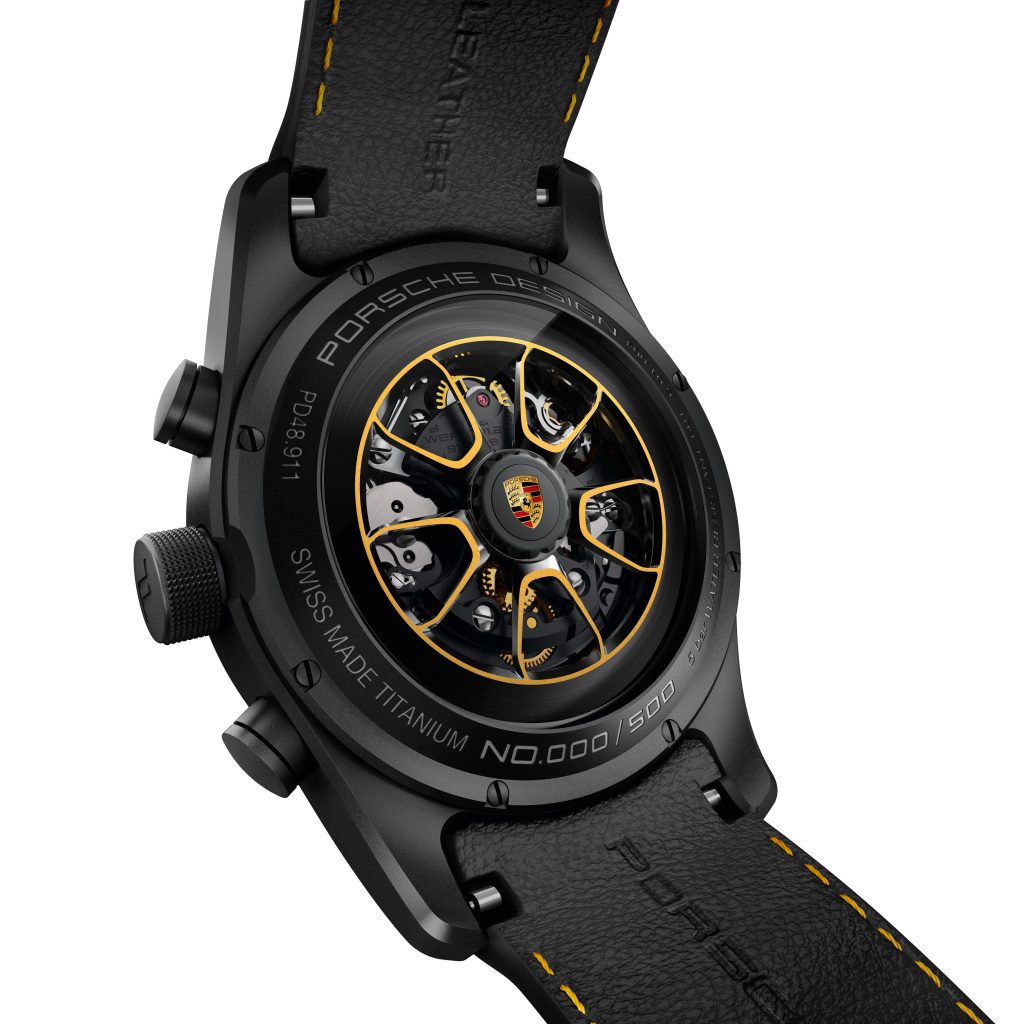 Porsche Design Chronograph 911 Turbo S Exclusive Series Watch features a rotor inspired by the car's rims and an all-new COSC-certified movement. 