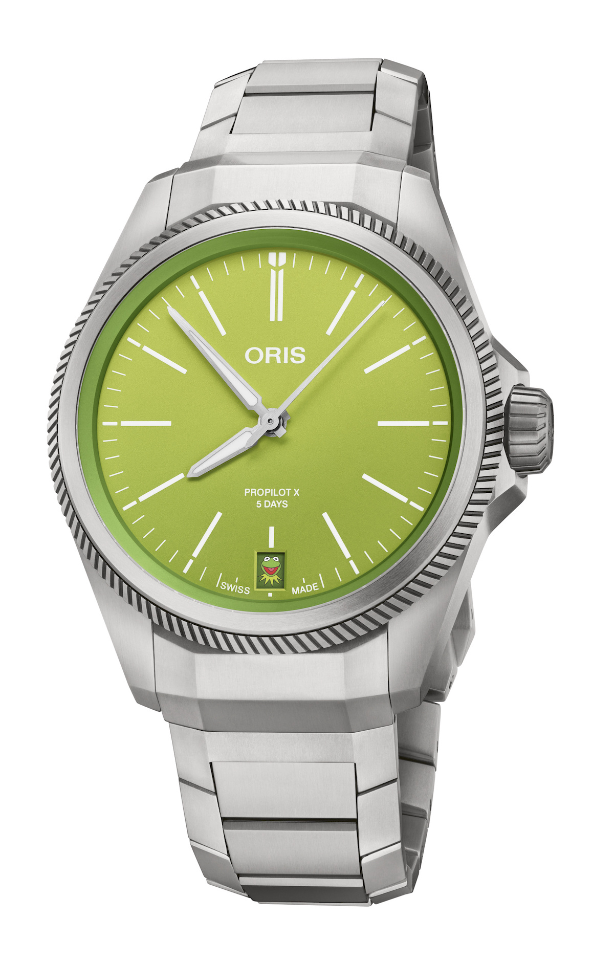 Meet the Oris ProPilot X Kermit Edition watch at Watches & Wonders Geneva 2023.