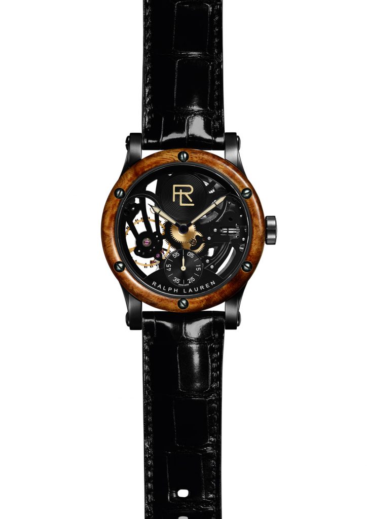 The movement inside the Ralph Lauren Automotive Skeleton watch was made by IWC for Ralph Lauren. 