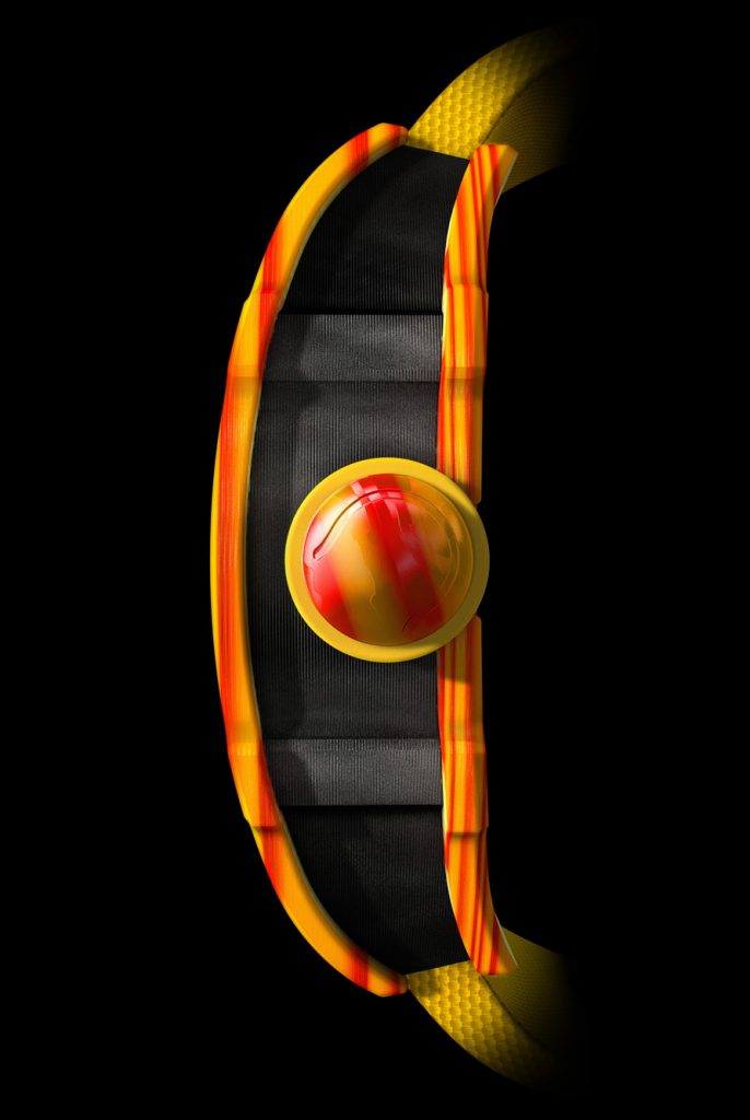 The crown of the Richard Mille RM27-03 Rafael Nadal Tourbillon is made to resemble a tennis ball. 