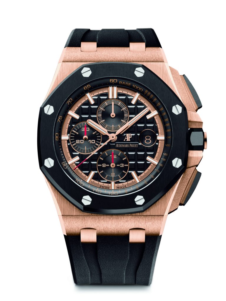 Audemars Piguet Royal Oak Offshore Chronograph with jet black ceramic bezel.