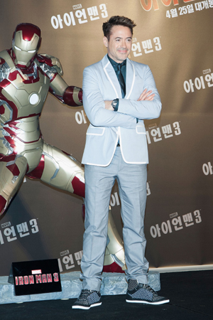 Robert Downey Jr. at Iron Man press conference