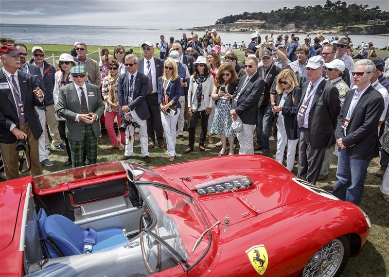 Jury inspecting Sir Jackie Stewart's 1967 Ferrari 256-GTB4 Coupe. Photo: Rolex, Tom O'Neal 