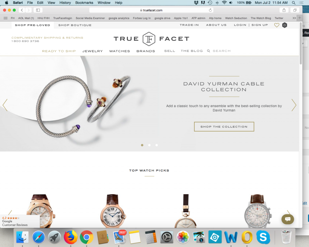 TrueFacet.com is an online seller of pre-loved and new jewelry and watches. 