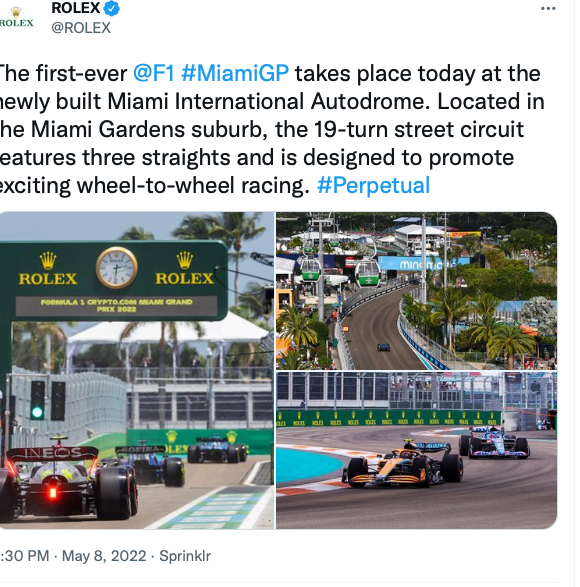 Rolex at the F1 Miami races. 