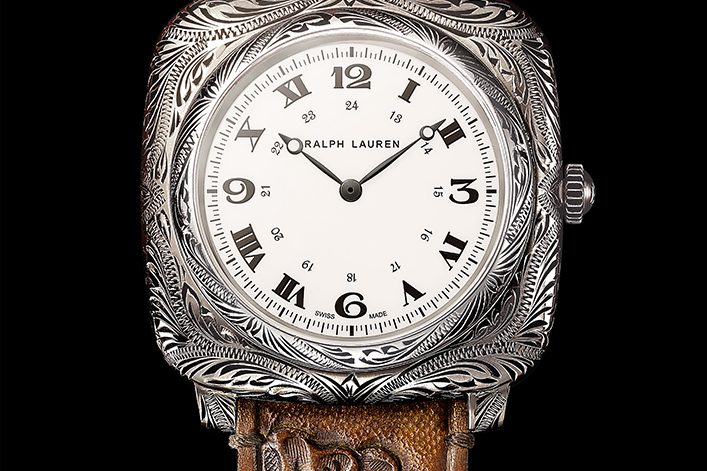 Silver RL Western Cushion LR-BB Ralph Lauren American Western Collection Cushion watch in sterling silver.