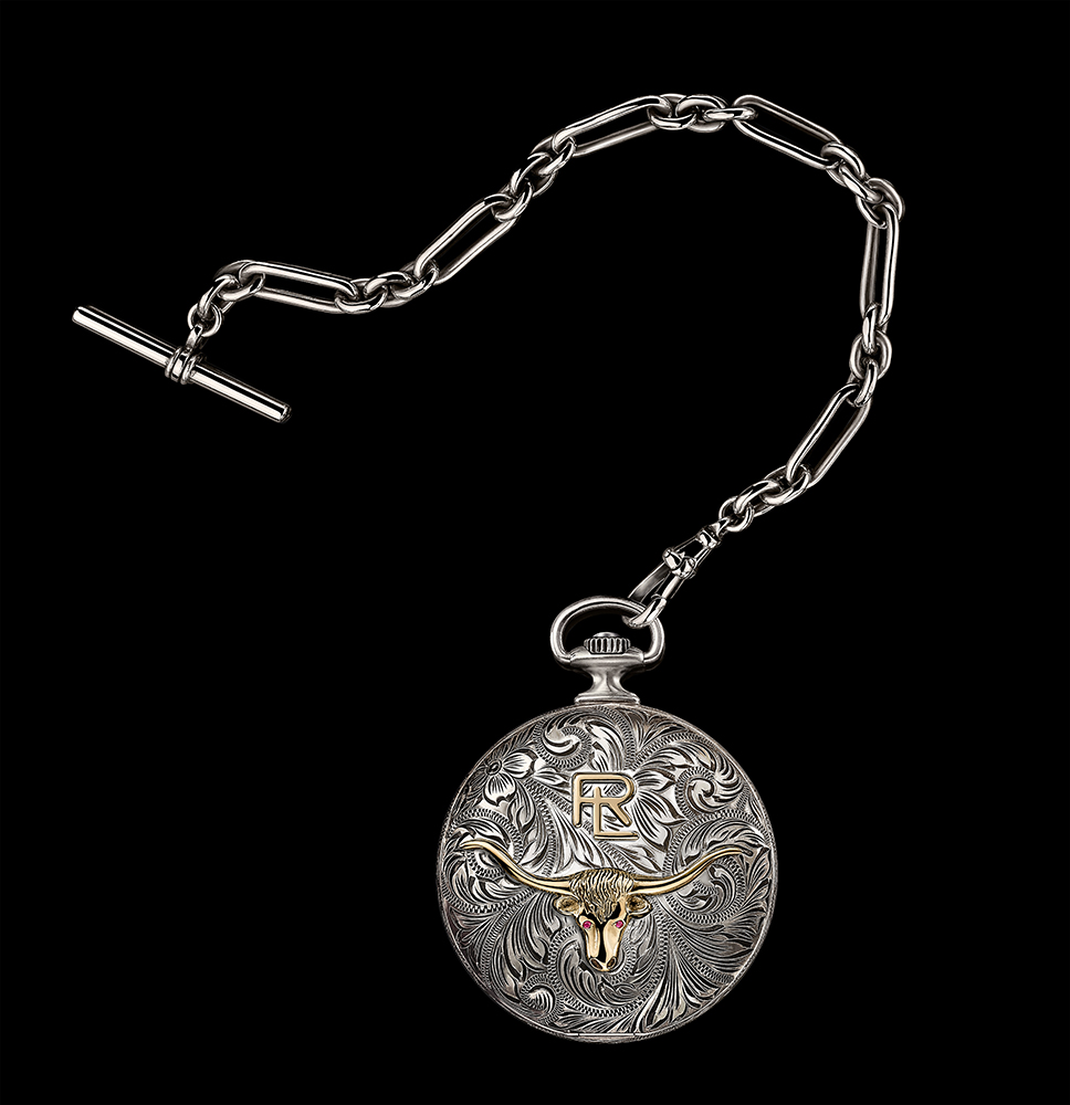Ralph Lauren American Western collection pocket watch in sterling silver.