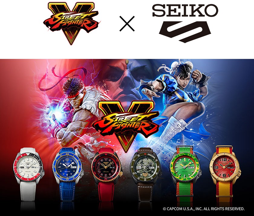 Seiko 5 Sports Street Fighter V Limited Edition watches.