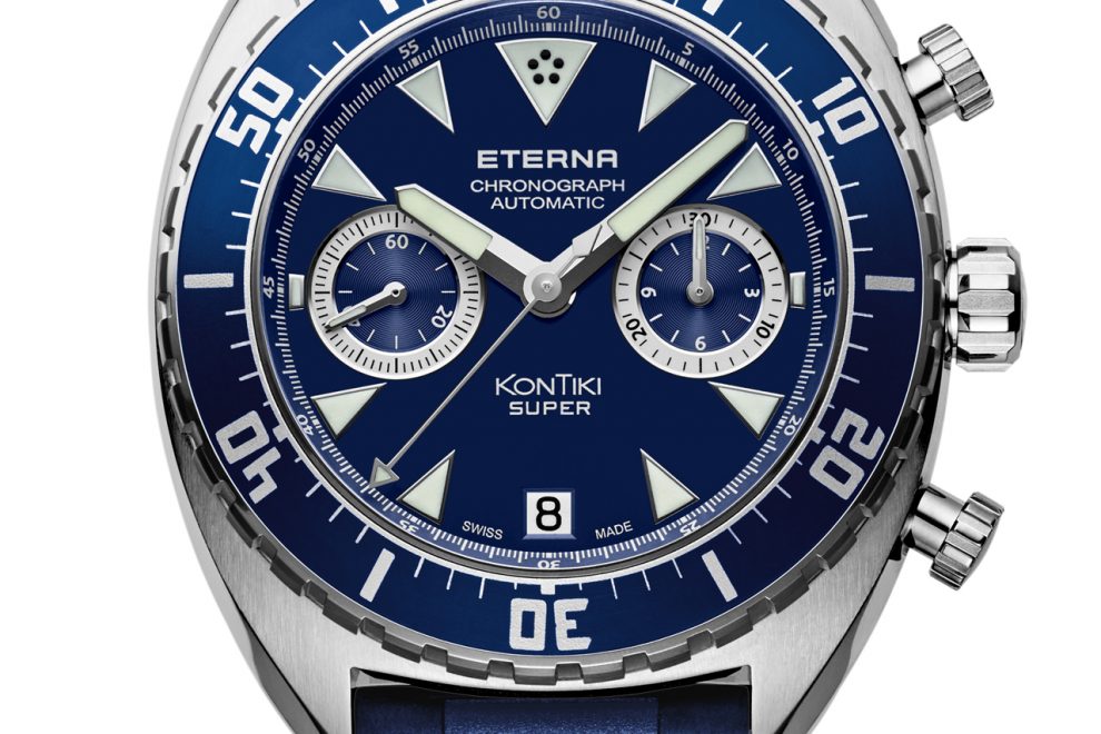Super KonTiki Chronograph_stainless-steel, blue dial, blue rubber bracelet