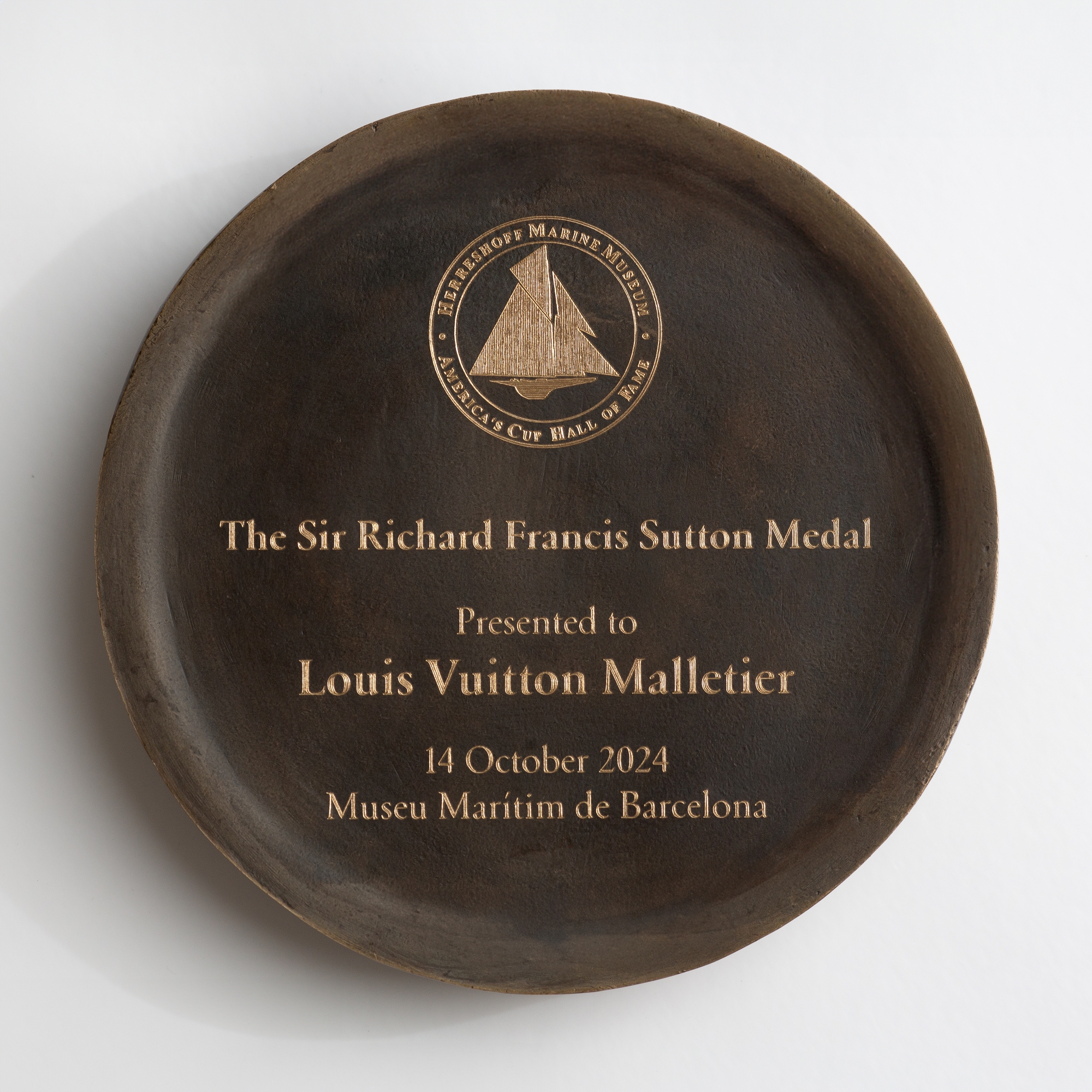 Sutton Medal bestowed on Louis Vuitton, which has been named into the America's Cup Hall of Fame.