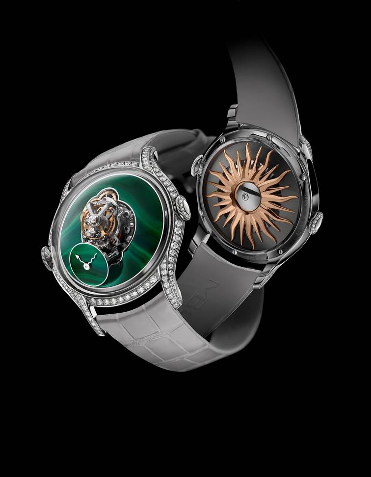 MB&F Legacy Machine FlyingT with malachite dial.