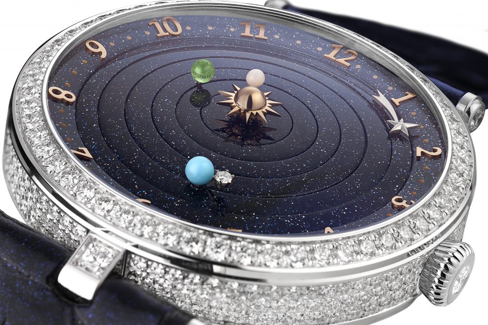 VCARO8R000 – Lady Arpels Planétarium – close-up ╕ Van Cleef & Arpels – Johann Sauty Van Cleef & Arpels Lady Arpels Planetarium watch.