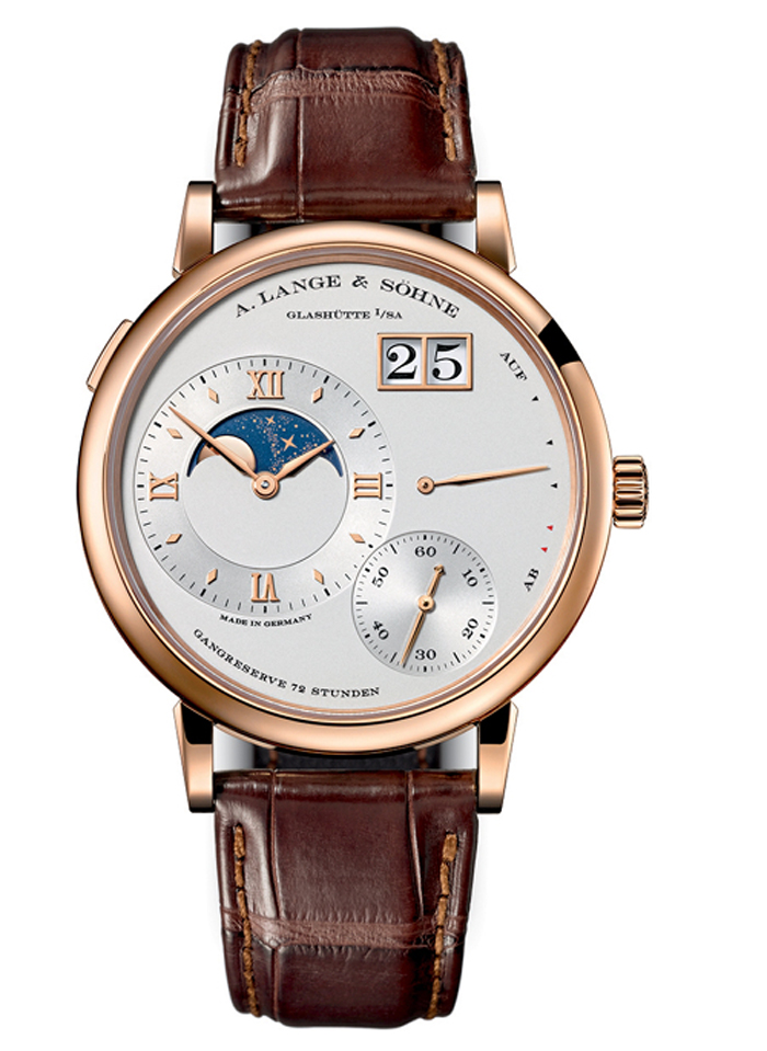 The Grand Lange 1 Moonphase feaures a patented coating on the moonphase indicator. 