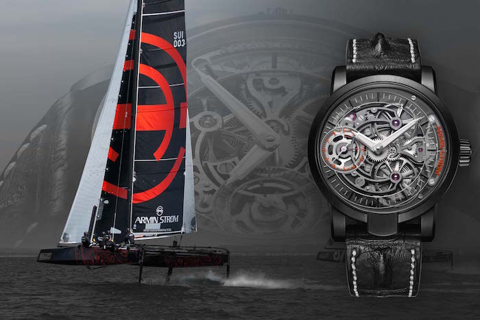 Armin Strom's new GC32 Catamaran along side the Skeleton Pure Earth