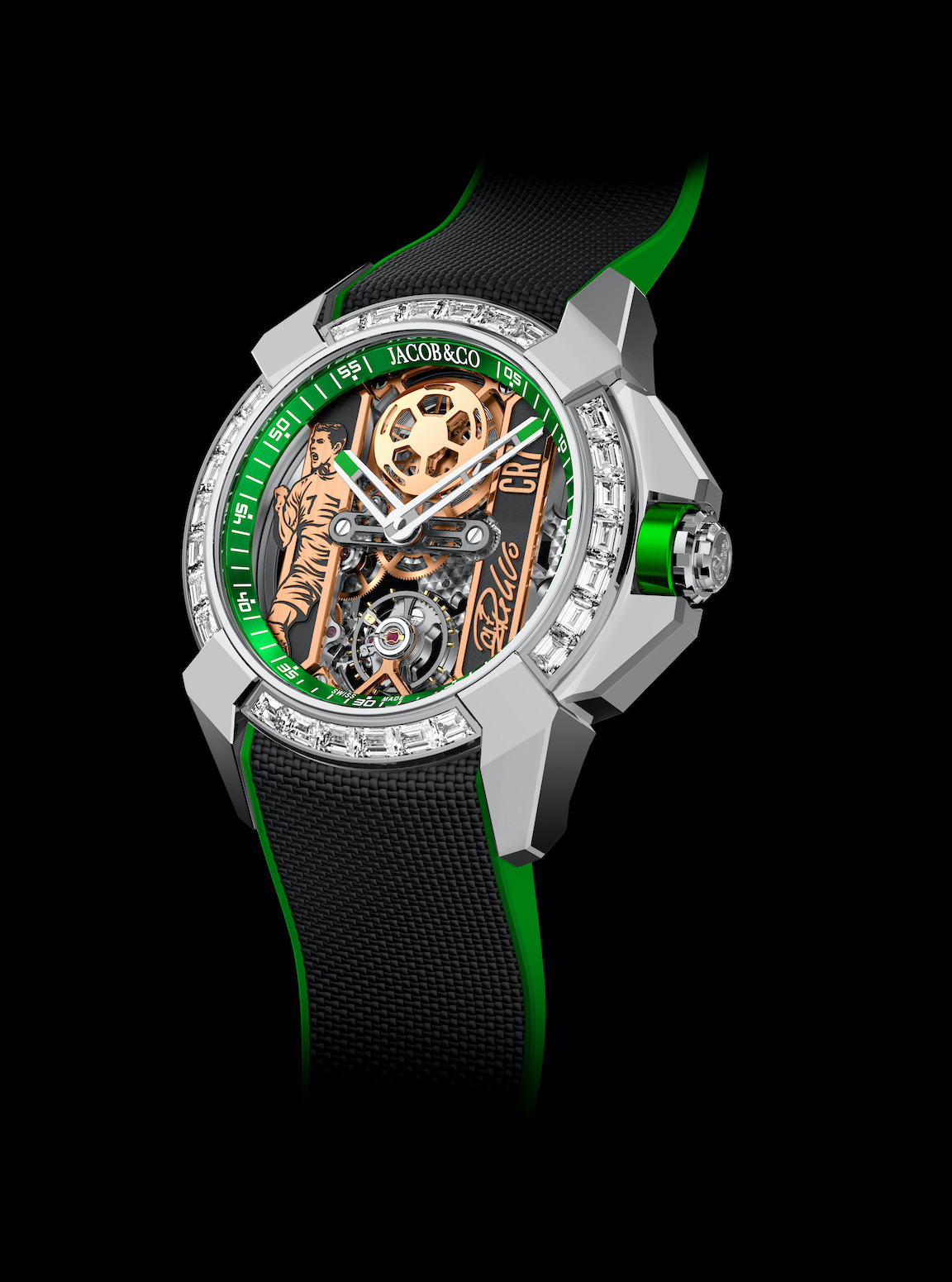 Jacob & Co. x Cristiano Ronaldo CR7 Epic X "Heart of CR7" watch. 