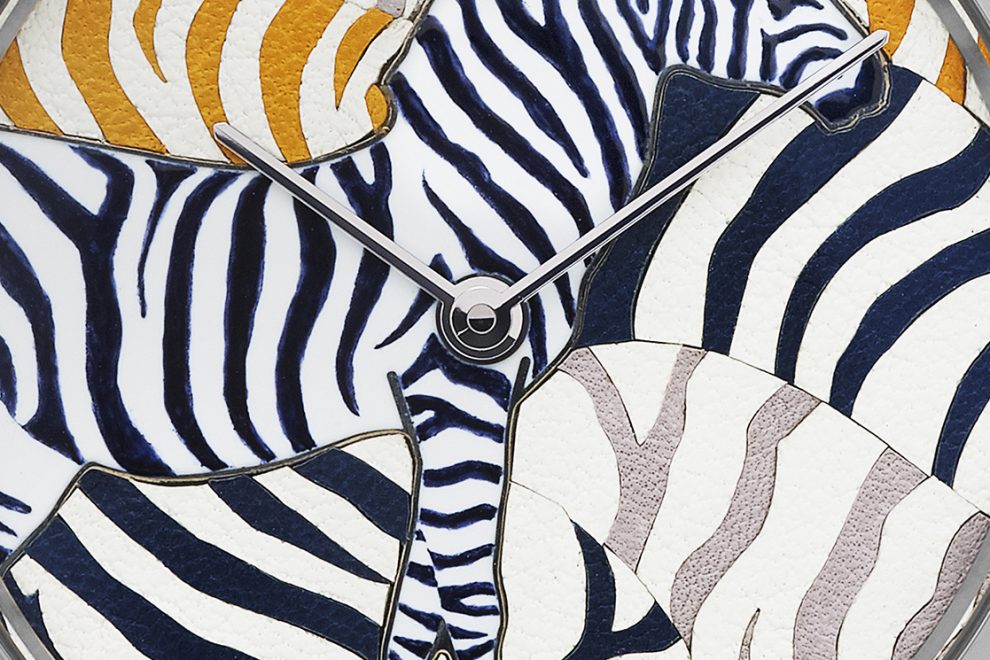 close up A close-up look at the Hermes Slim d'Hermes Zebres de Tanzanie watch