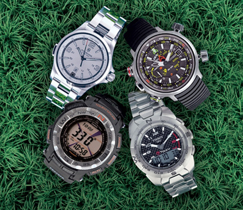 Victorinox Swiss Army Night Vision ($695), Citizen Eco-Drive Altichron ($850), Tissot T-Touch Expert ($1,1,75), Casio Pro Trek ($250)