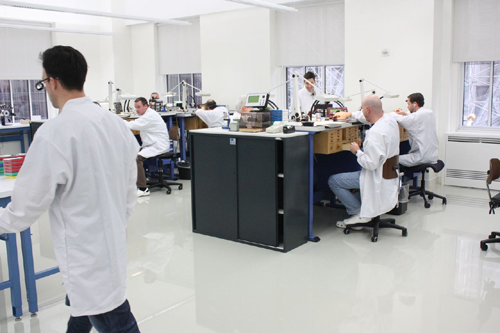 Patek Philippe's state-of-the-art service department easily accommodates the brand's 18 watchmakers with room for a dozen more.