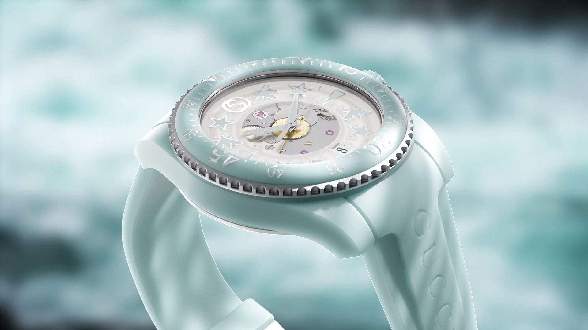 The new Gucci Dive watches are made from bio-based materials. 