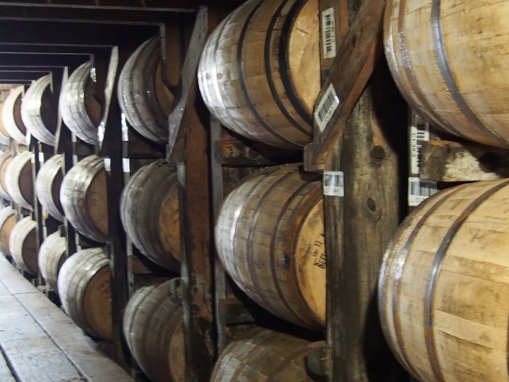 Inside the barrel aging facility at Buffalo Trace