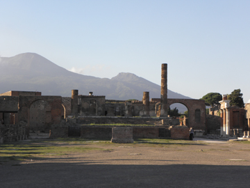 Temple of Jupiter with Vesuvius in background Temple of Jupiter with Vesuvius in background