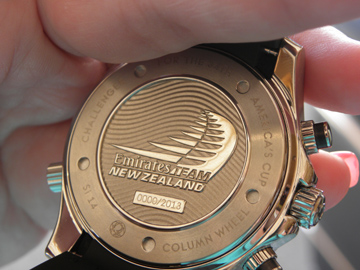 The caseback of the ETNZ watch features the Team's logo.