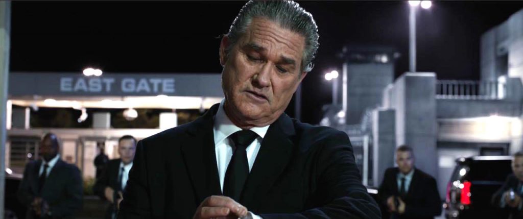 Kurt Russell checks his Niall GMT Noir watch in the movie Fate of the Furious. 