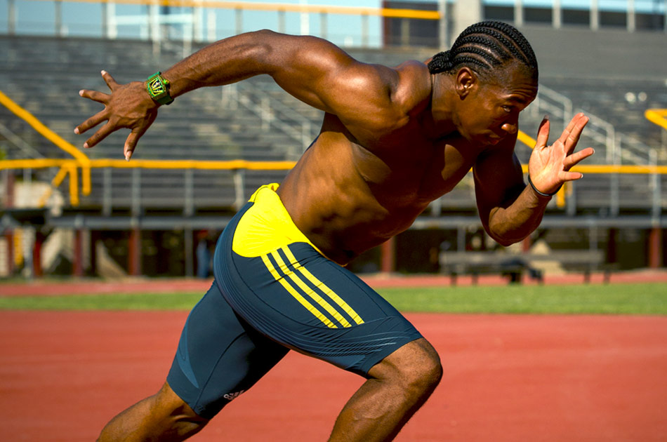 Yohan Blake wearing his Richard Mille watch