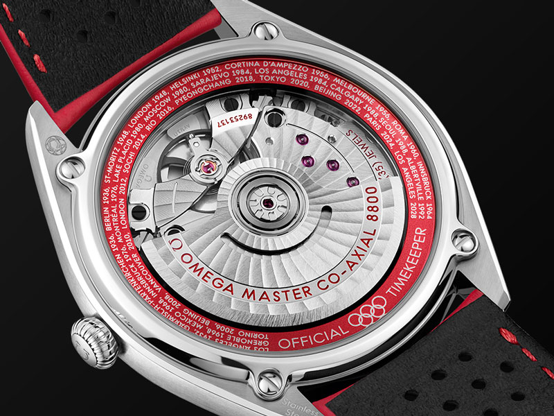 The caseback of the Omega Olympic Collection Limited Edition watches