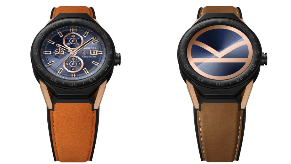 TAG Heuer Connected "Kingsman" watch, features a K-shaped logo as one of the dial options. 