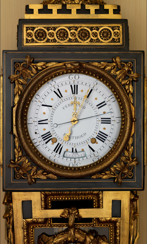 Longcase astronomical regulator clock, ca. 1768-70; Clockmaker: Ferdinand Berthoud (1727-1807); Case maker: Balthazar Lieutaud (ca. 1720-1780, master 1749). Case: ebony veneered on oak, with gilt-bronze mounts; The Metropolitan Museum of Art, The Jack and Belle Linsky Collection, 1982